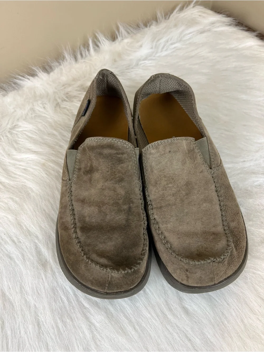 Patagonia Maui Smooth Suede Slip-On Loafers in Taupe tan 11